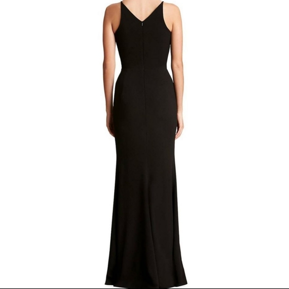 Dress The Population Long Mermaid Elegant Gown Slit Plunge Evening Iris Crepe - Picture 4 of 12